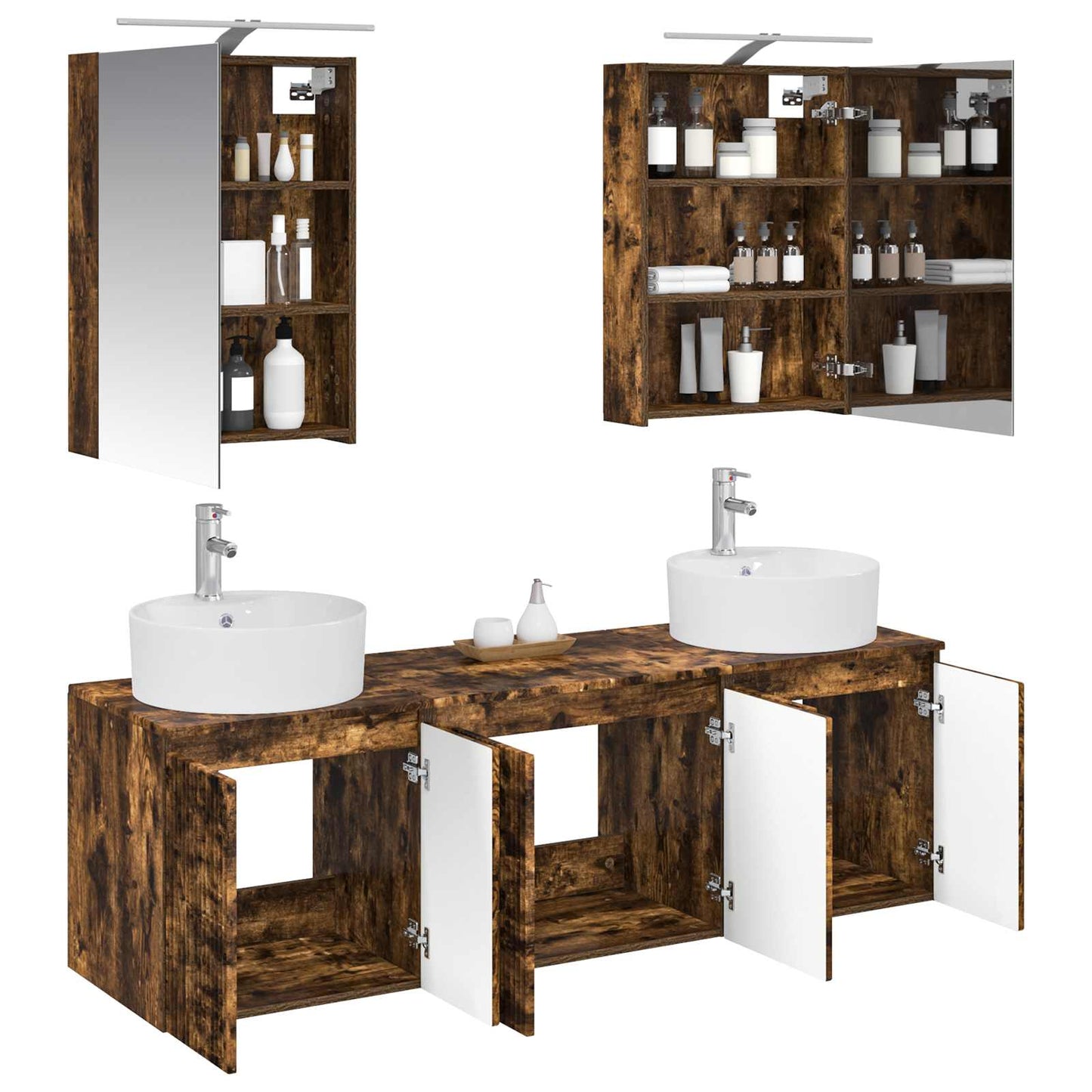 vidaXL Bathroom Cabinet Set 5 pcs Smoked Oak Engineered Wood