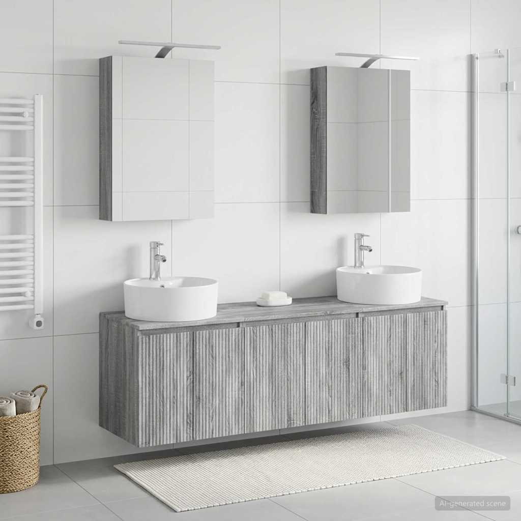 vidaXL Bathroom Cabinet Set 5 pcs Grey Sonoma Engineered Wood