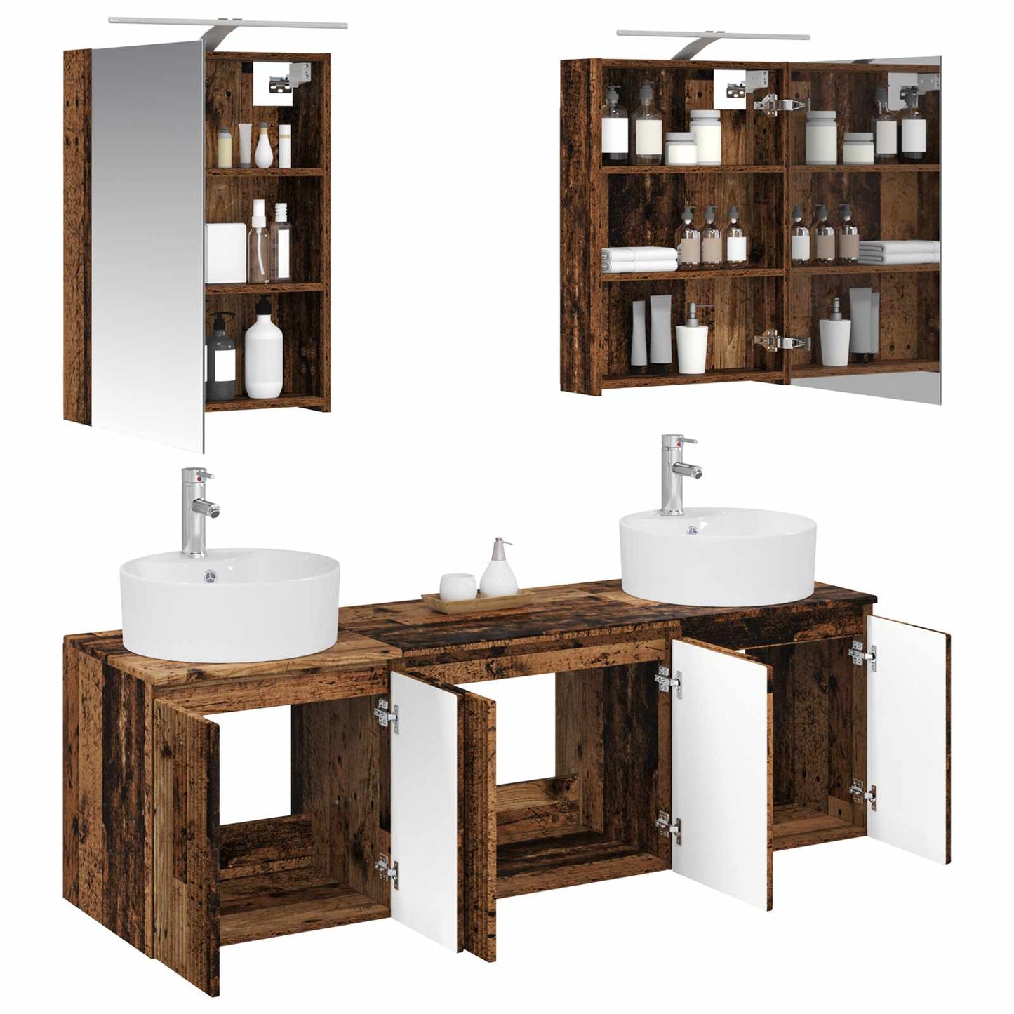 vidaXL Bathroom Cabinet Set 5 pcs Old Wood Engineered Wood