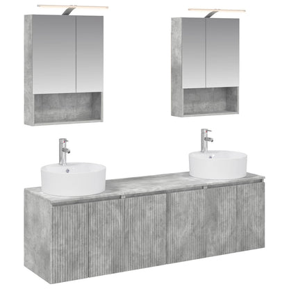 vidaXL Bathroom Cabinet Set 5 pcs Concrete Grey Engineered Wood