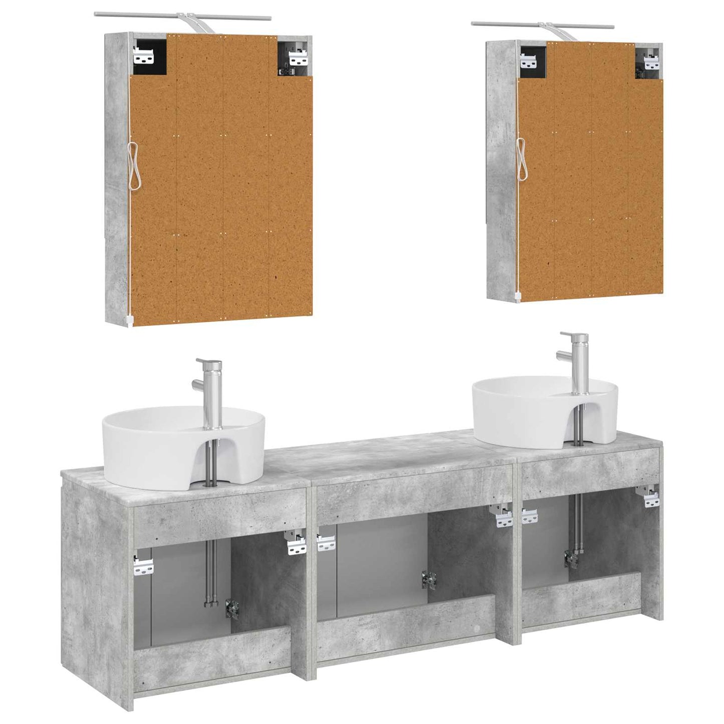 vidaXL Bathroom Cabinet Set 5 pcs Concrete Grey Engineered Wood