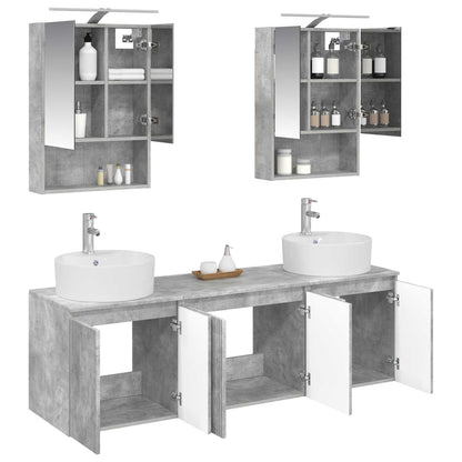 vidaXL Bathroom Cabinet Set 5 pcs Concrete Grey Engineered Wood