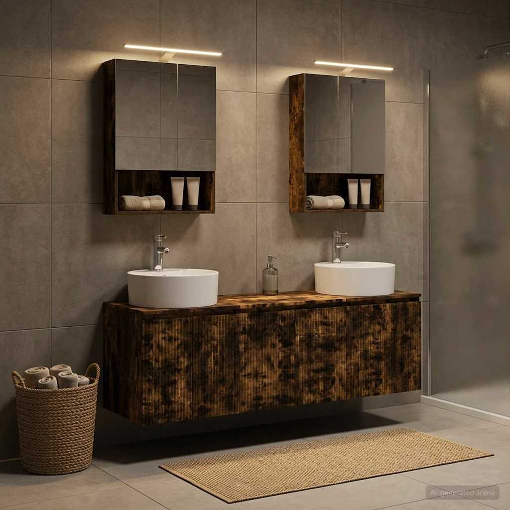 vidaXL Bathroom Cabinet Set 5 pcs Smoked Oak Engineered Wood