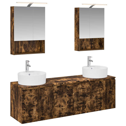 vidaXL Bathroom Cabinet Set 5 pcs Smoked Oak Engineered Wood