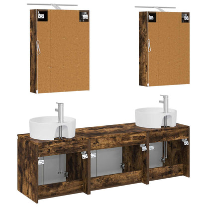 vidaXL Bathroom Cabinet Set 5 pcs Smoked Oak Engineered Wood