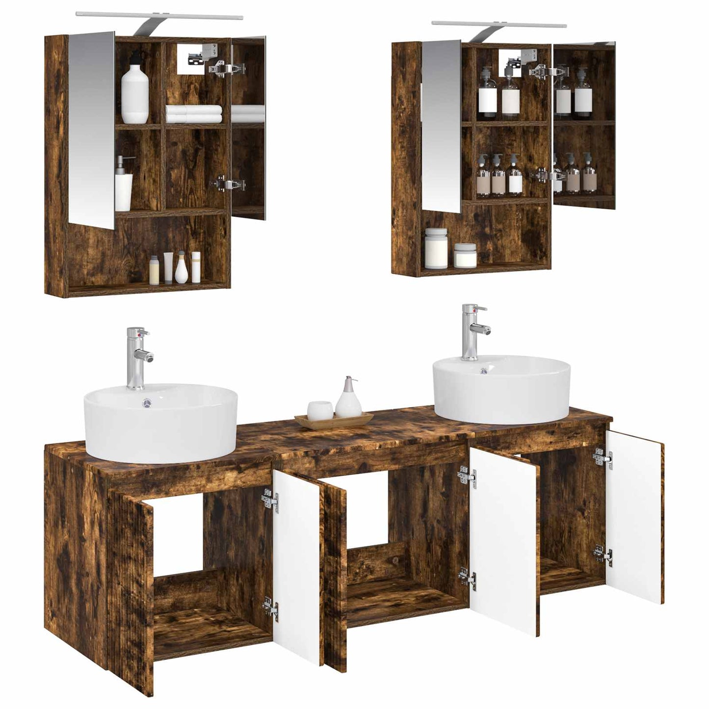 vidaXL Bathroom Cabinet Set 5 pcs Smoked Oak Engineered Wood