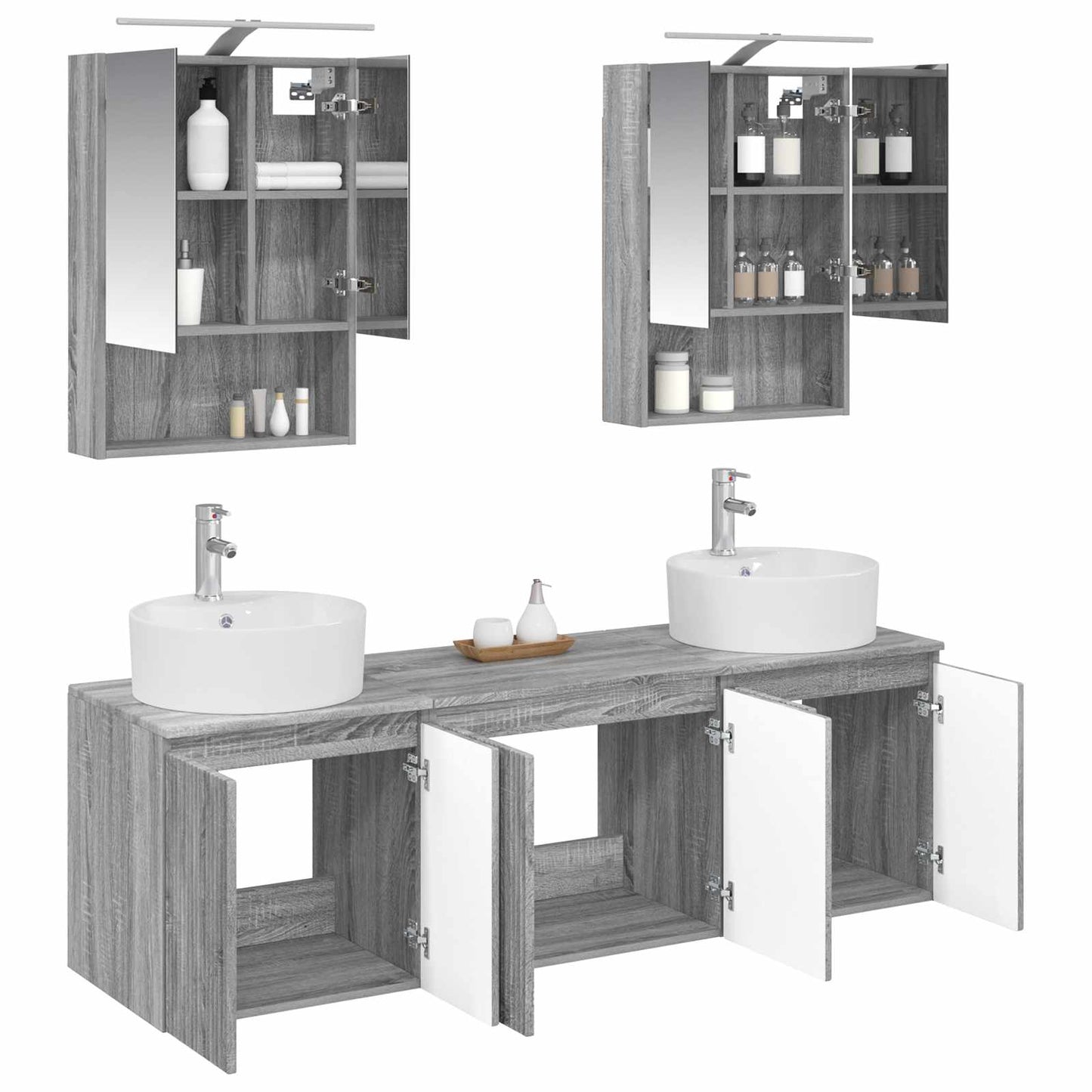 vidaXL Bathroom Cabinet Set 5 pcs Grey Sonoma Engineered Wood