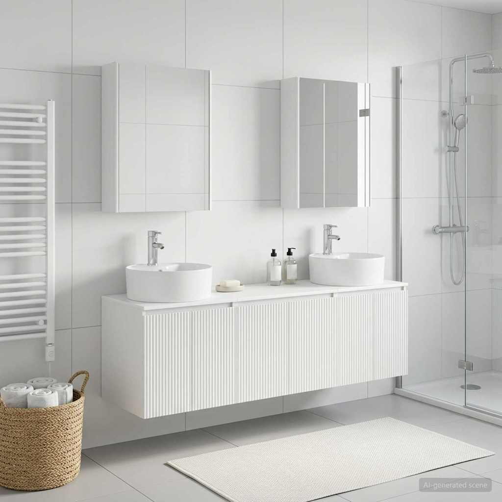 vidaXL Bathroom Cabinet Set 5 pcs White Engineered Wood