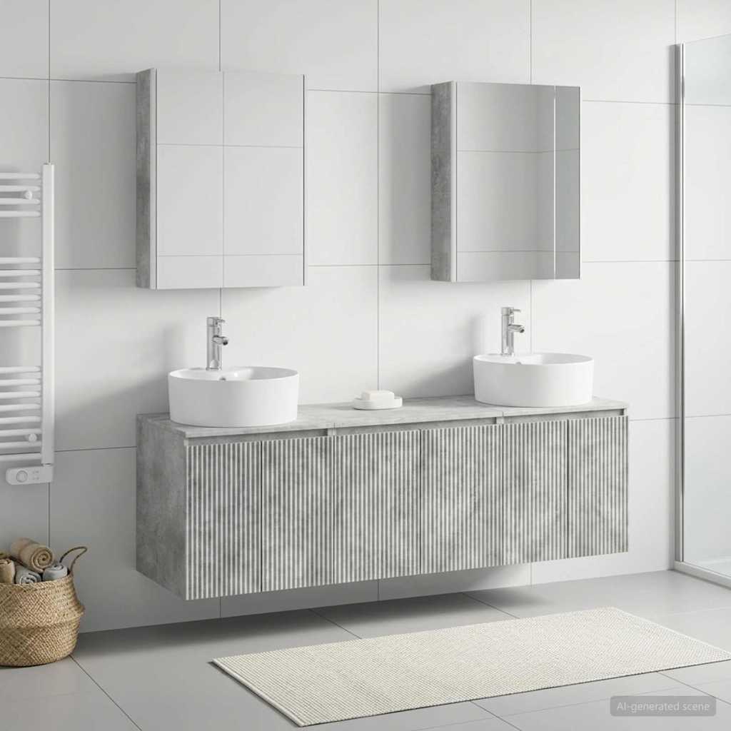 vidaXL Bathroom Cabinet Set 5 pcs Concrete Grey Engineered Wood