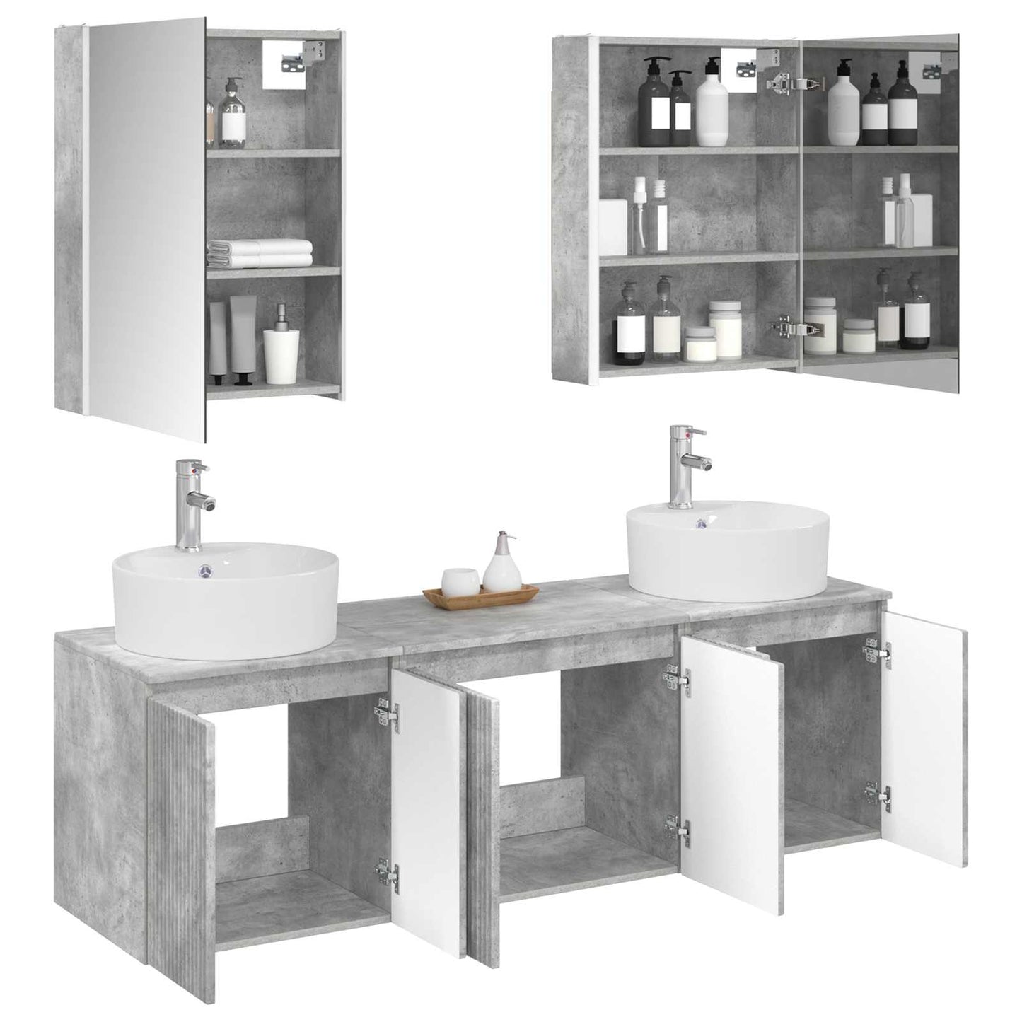 vidaXL Bathroom Cabinet Set 5 pcs Concrete Grey Engineered Wood