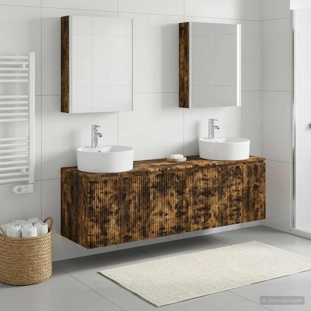 vidaXL Bathroom Cabinet Set 5 pcs Smoked Oak Engineered Wood