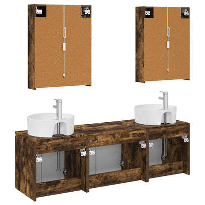 vidaXL Bathroom Cabinet Set 5 pcs Smoked Oak Engineered Wood