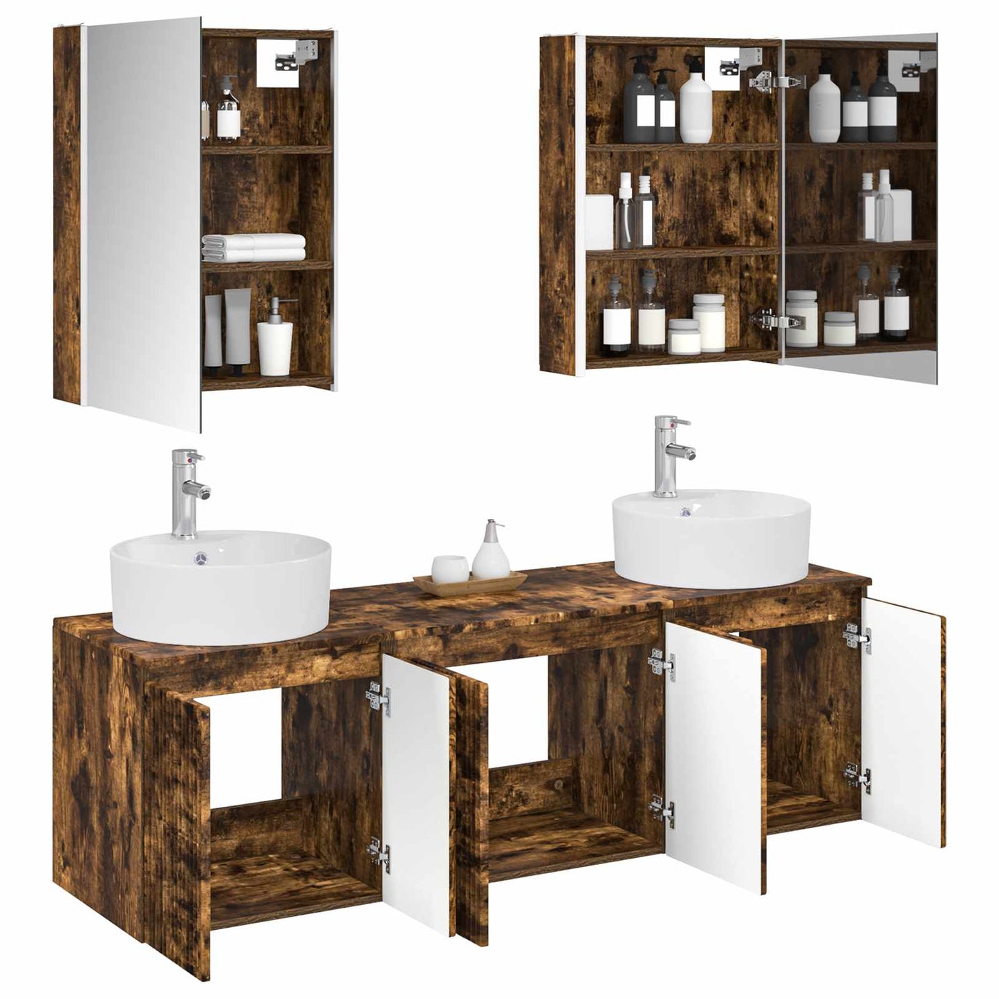 vidaXL Bathroom Cabinet Set 5 pcs Smoked Oak Engineered Wood