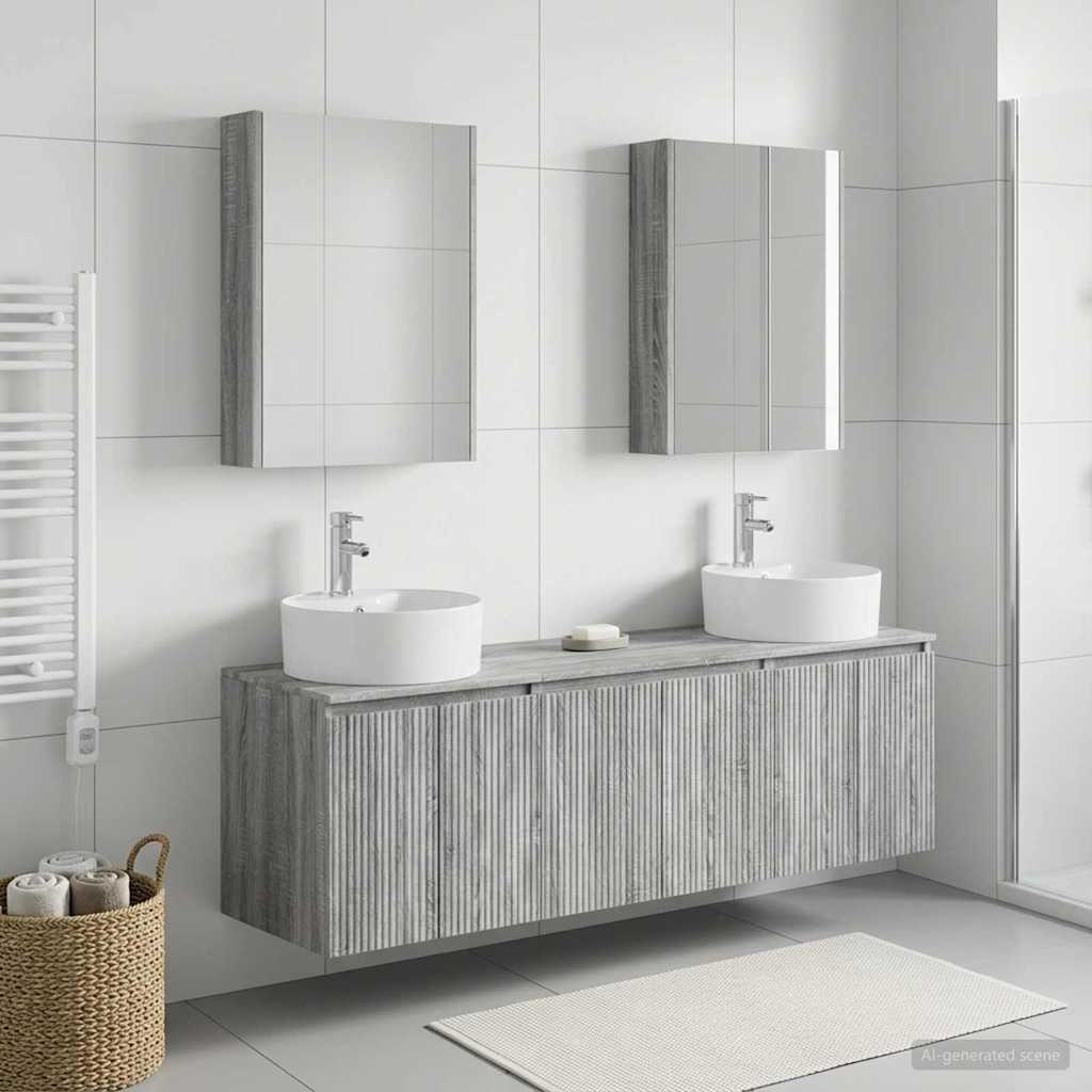 vidaXL Bathroom Cabinet Set 5 pcs Grey Sonoma Engineered Wood
