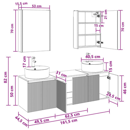 vidaXL Bathroom Cabinet Set 5 pcs Grey Sonoma Engineered Wood