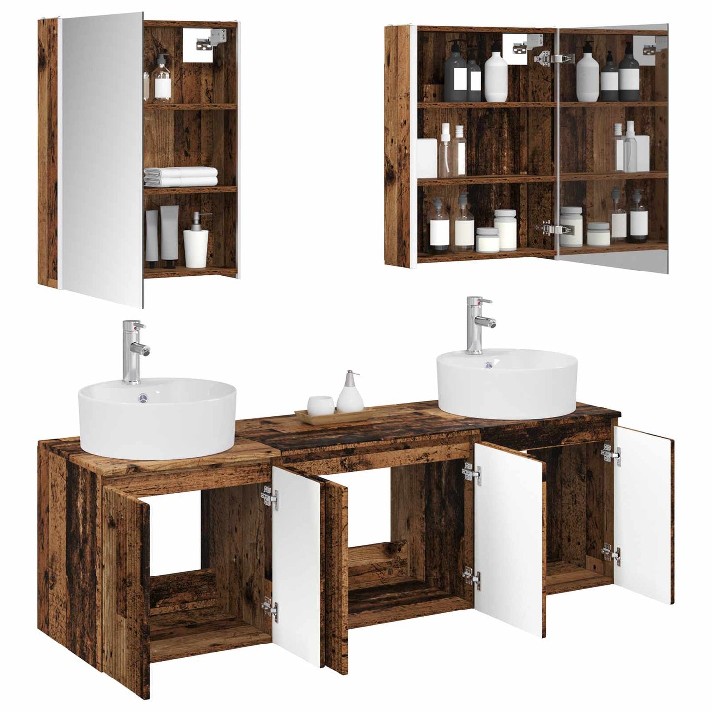 vidaXL Bathroom Cabinet Set 5 pcs Old Wood Engineered Wood