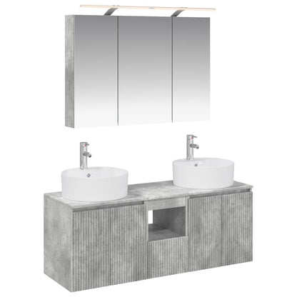 vidaXL Bathroom Cabinet Set 4 pcs Concrete Grey Engineered Wood