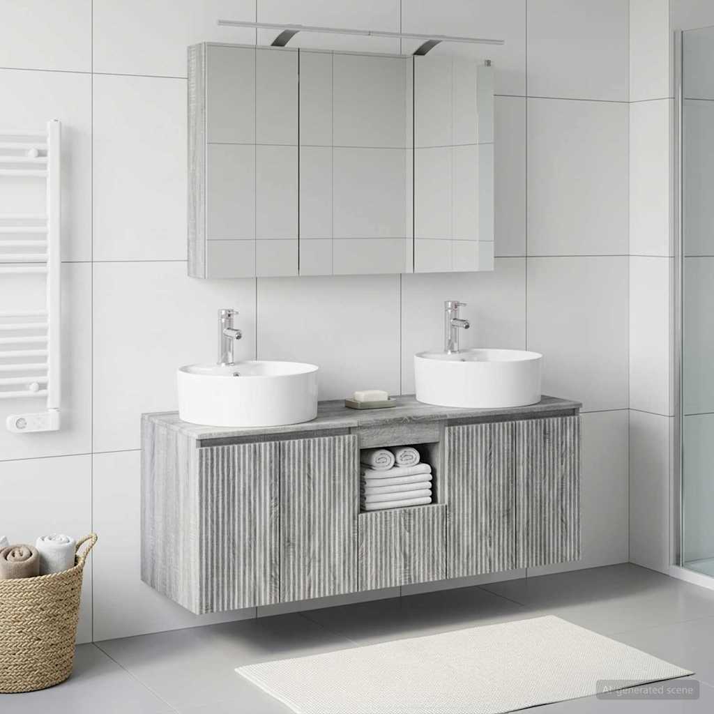 vidaXL Bathroom Cabinet Set 4 pcs Grey Sonoma Engineered Wood