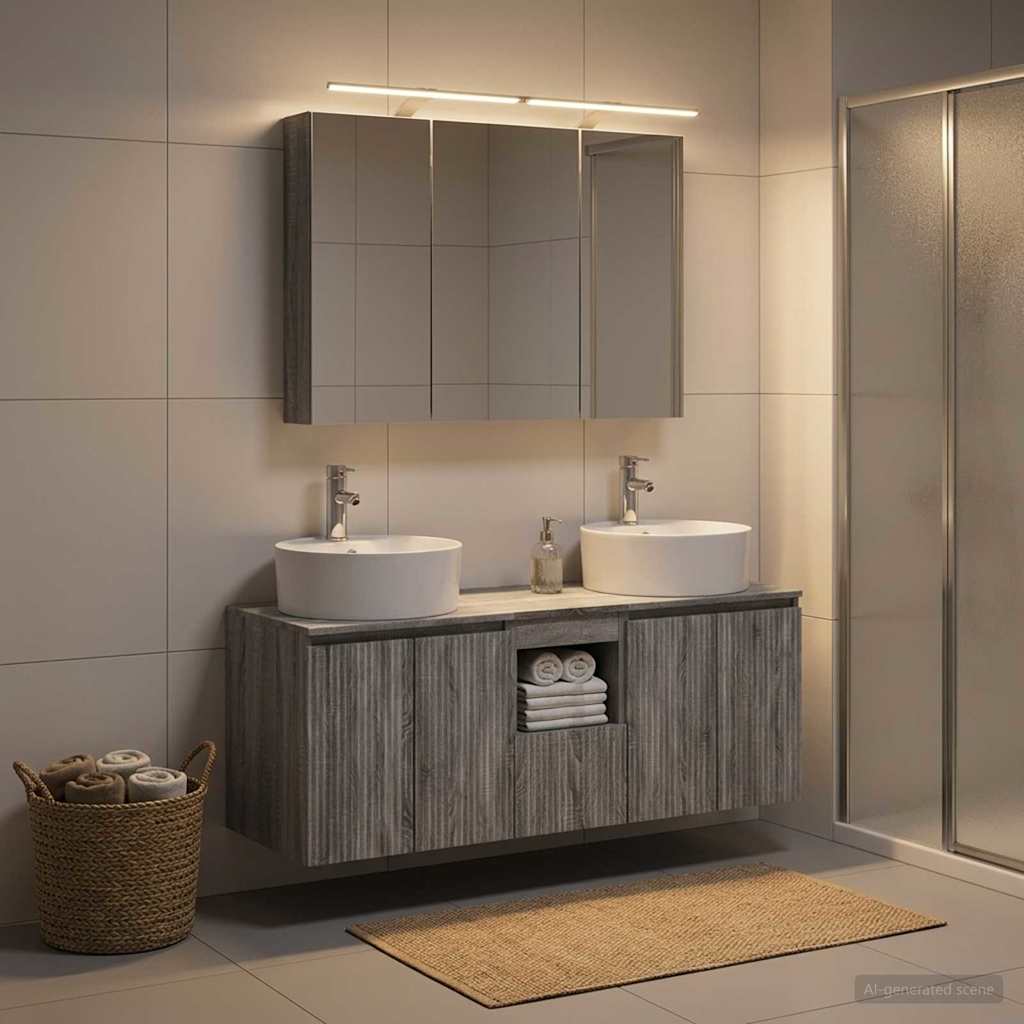 vidaXL Bathroom Cabinet Set 4 pcs Grey Sonoma Engineered Wood