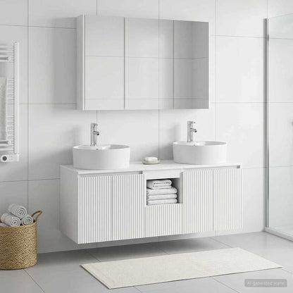 vidaXL Bathroom Cabinet Set 4 pcs White Engineered Wood