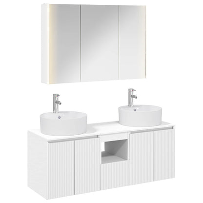 vidaXL Bathroom Cabinet Set 4 pcs White Engineered Wood