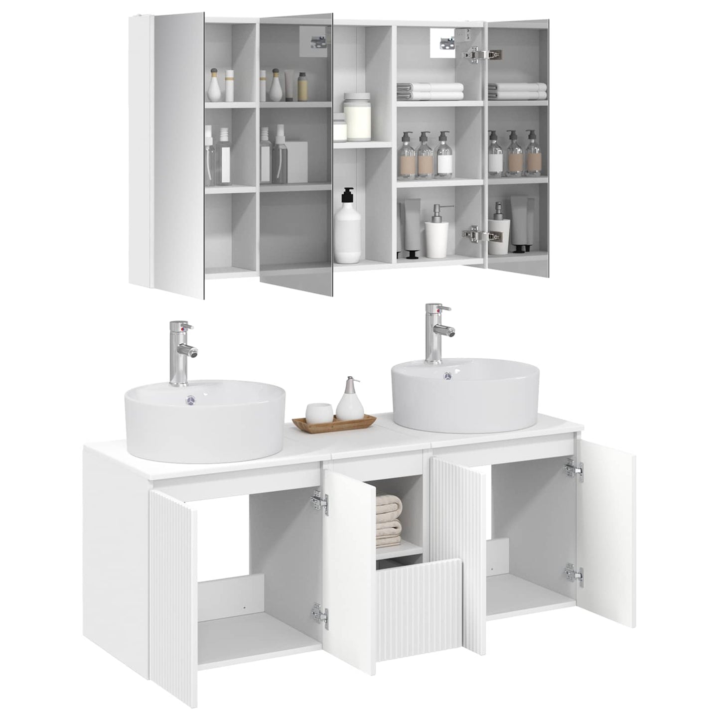 vidaXL Bathroom Cabinet Set 4 pcs White Engineered Wood