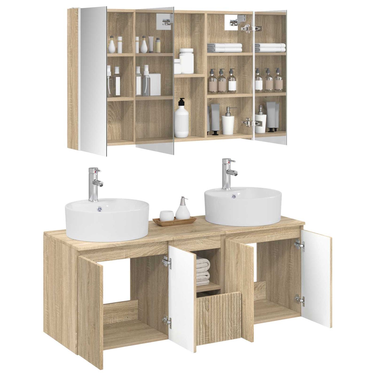 vidaXL Bathroom Cabinet Set 4 pcs Sonoma Oak Engineered Wood