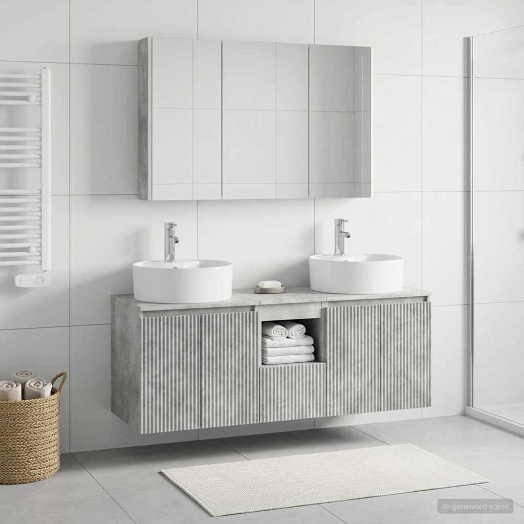 vidaXL Bathroom Cabinet Set 4 pcs Concrete Grey Engineered Wood