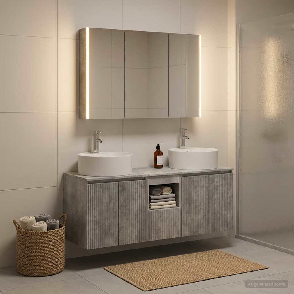 vidaXL Bathroom Cabinet Set 4 pcs Concrete Grey Engineered Wood