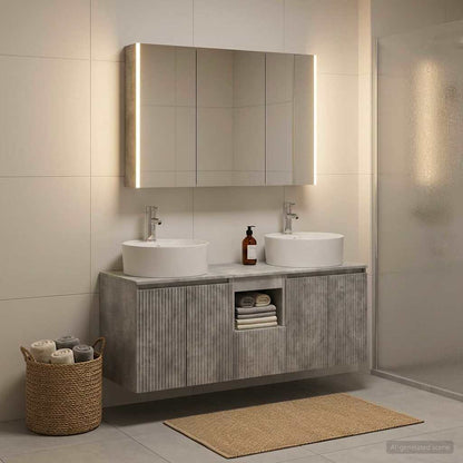 vidaXL Bathroom Cabinet Set 4 pcs Concrete Grey Engineered Wood