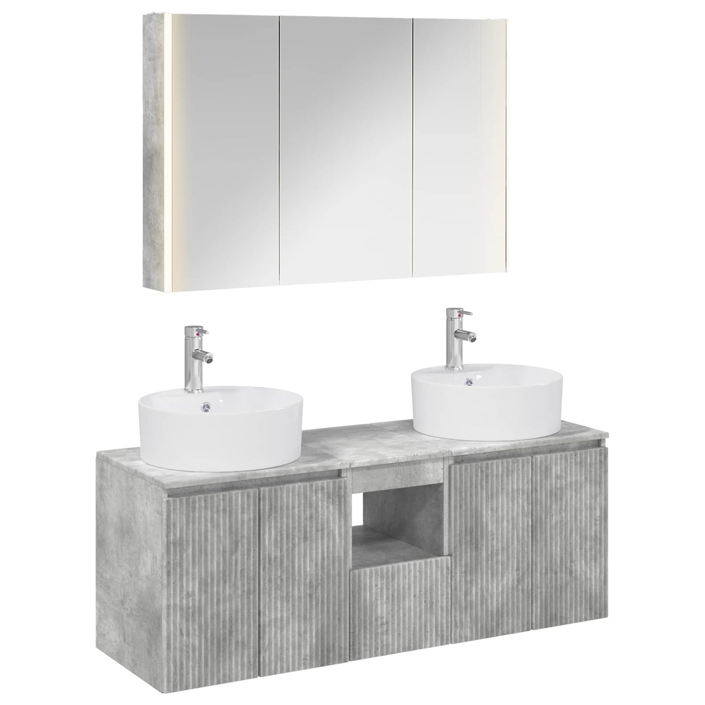 vidaXL Bathroom Cabinet Set 4 pcs Concrete Grey Engineered Wood