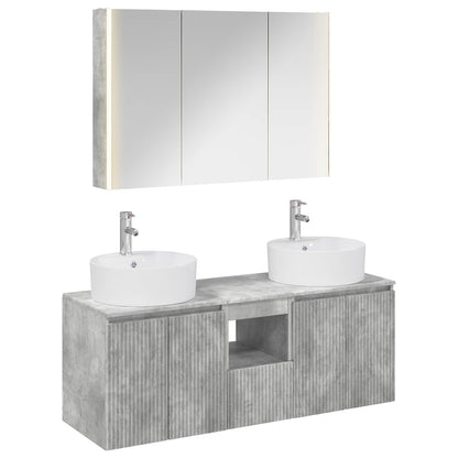 vidaXL Bathroom Cabinet Set 4 pcs Concrete Grey Engineered Wood