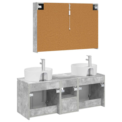 vidaXL Bathroom Cabinet Set 4 pcs Concrete Grey Engineered Wood