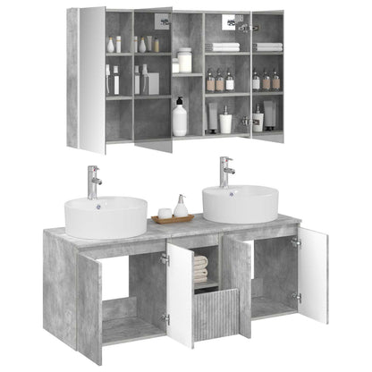 vidaXL Bathroom Cabinet Set 4 pcs Concrete Grey Engineered Wood