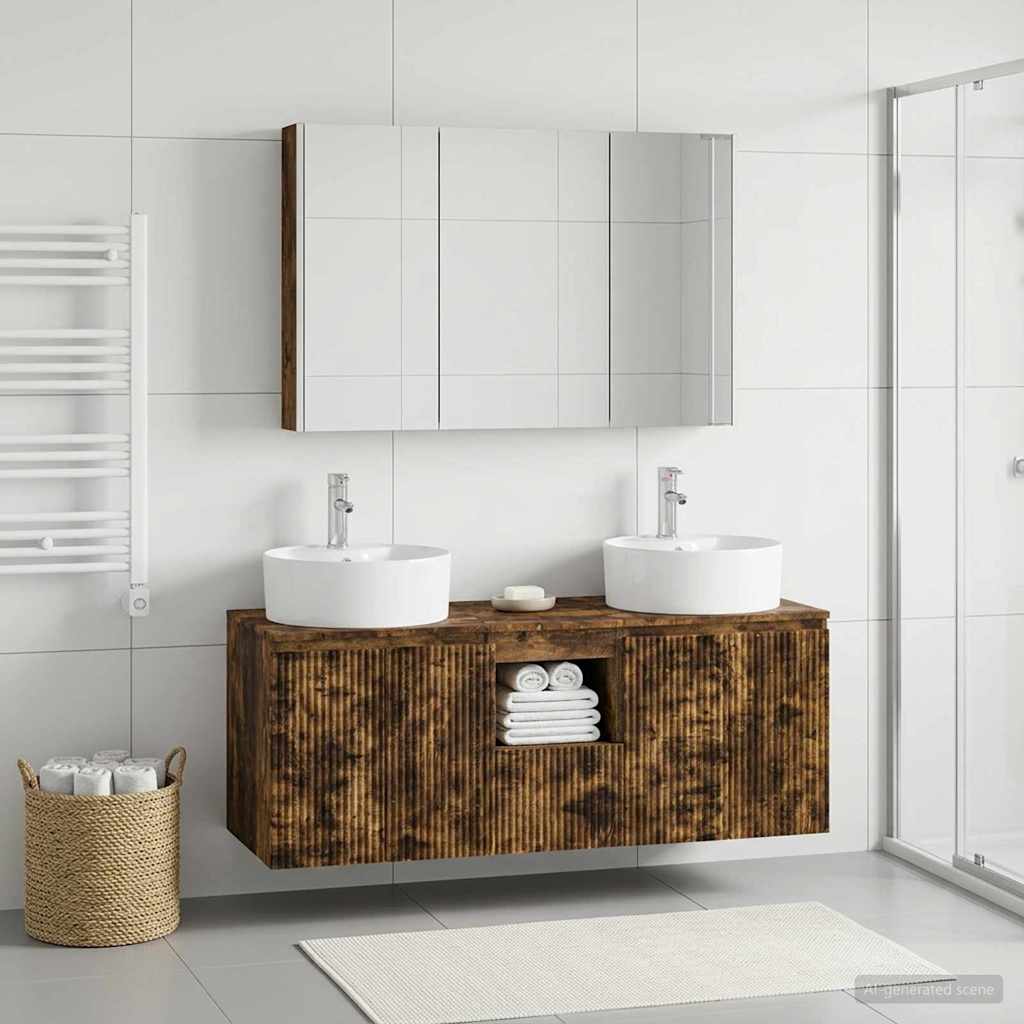 vidaXL Bathroom Cabinet Set 4 pcs Smoked Oak Engineered Wood