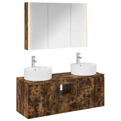 vidaXL Bathroom Cabinet Set 4 pcs Smoked Oak Engineered Wood