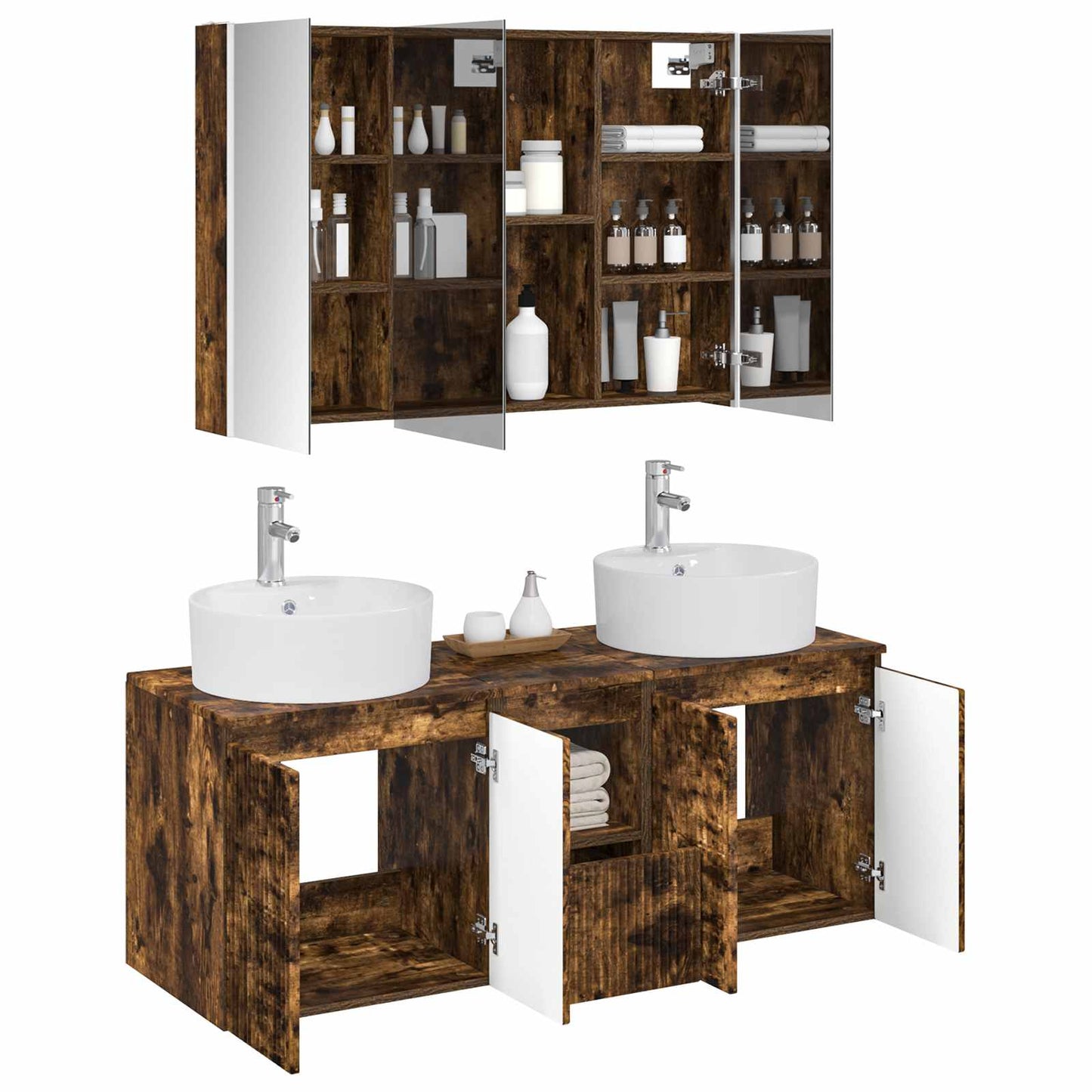 vidaXL Bathroom Cabinet Set 4 pcs Smoked Oak Engineered Wood