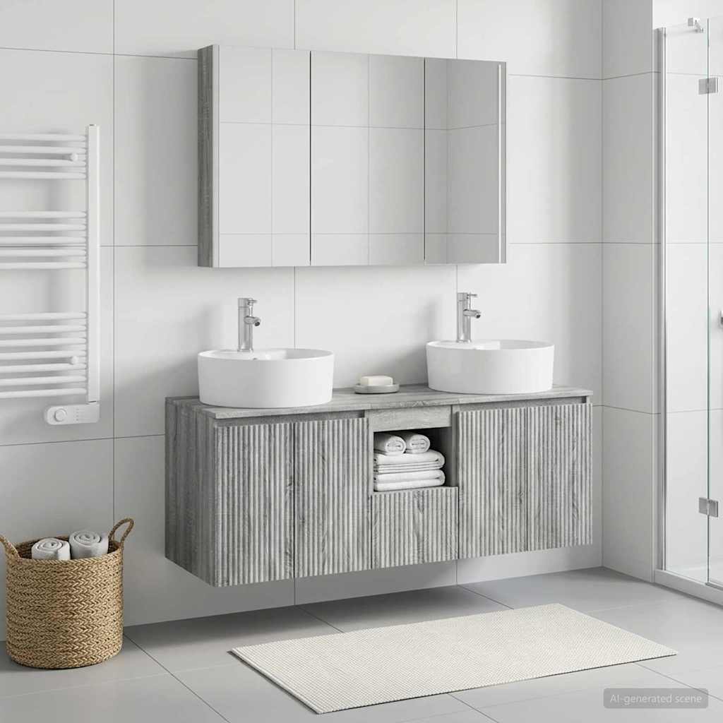 vidaXL Bathroom Cabinet Set 4 pcs Grey Sonoma Engineered Wood