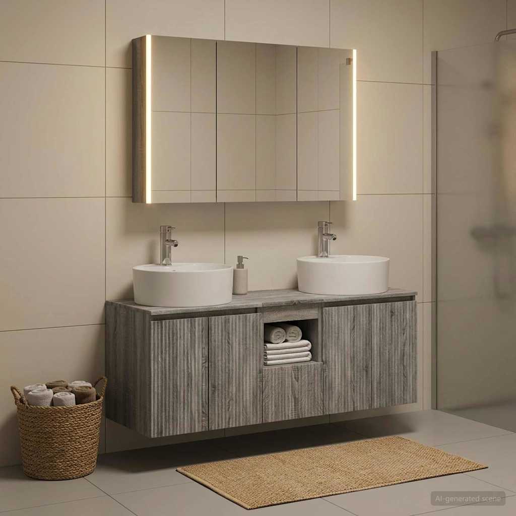 vidaXL Bathroom Cabinet Set 4 pcs Grey Sonoma Engineered Wood