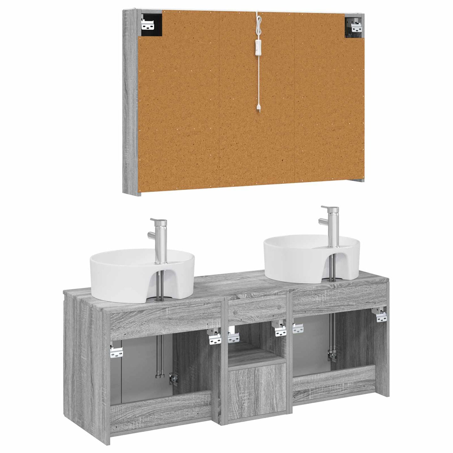vidaXL Bathroom Cabinet Set 4 pcs Grey Sonoma Engineered Wood
