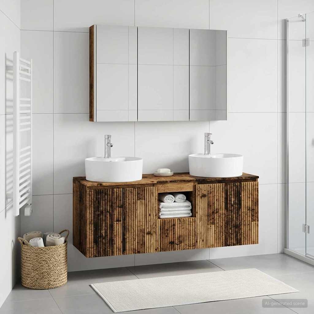 vidaXL Bathroom Cabinet Set 4 pcs Old Wood Engineered Wood