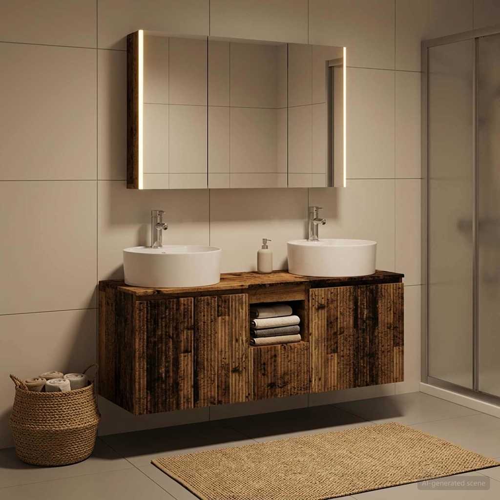 vidaXL Bathroom Cabinet Set 4 pcs Old Wood Engineered Wood