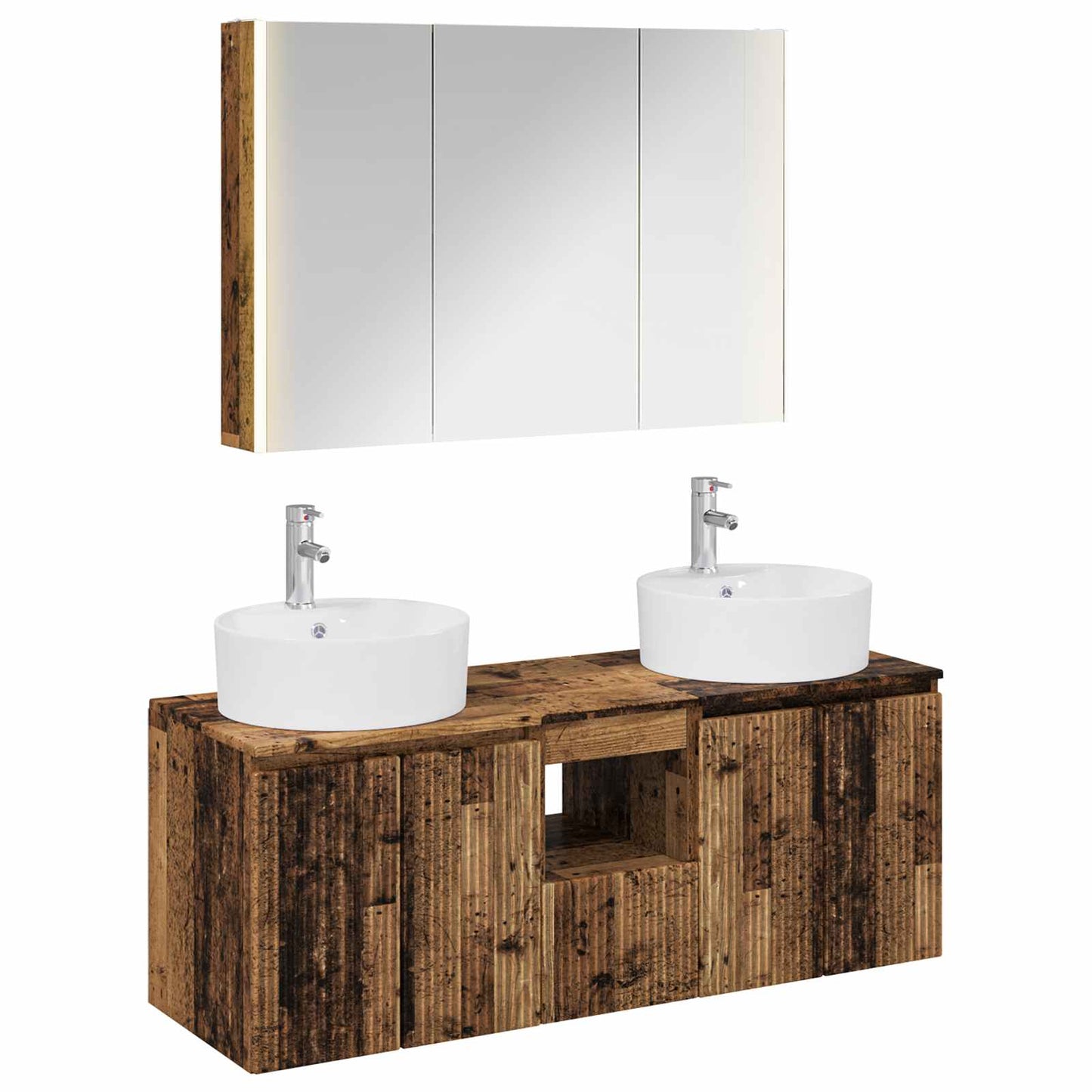 vidaXL Bathroom Cabinet Set 4 pcs Old Wood Engineered Wood
