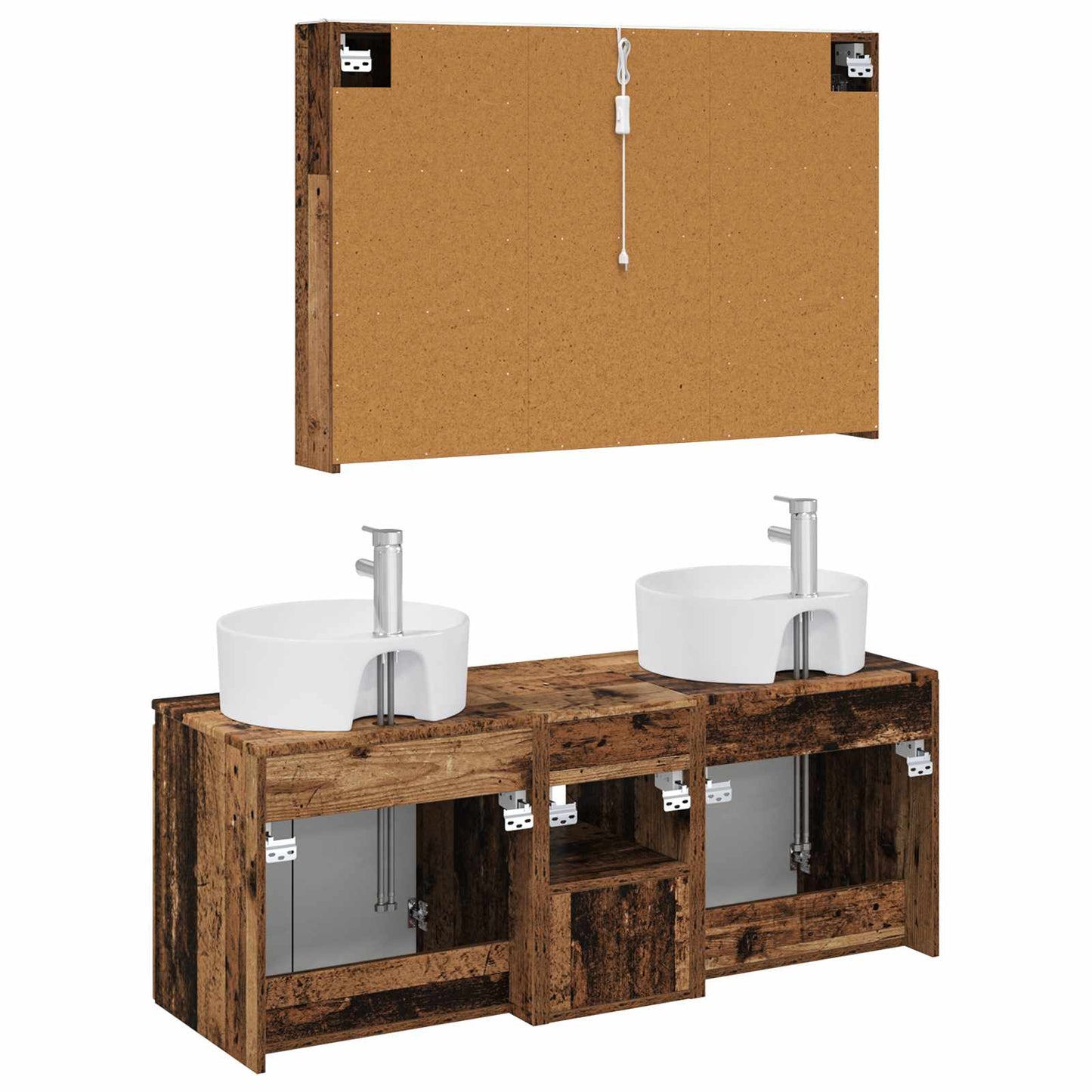 vidaXL Bathroom Cabinet Set 4 pcs Old Wood Engineered Wood