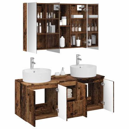 vidaXL Bathroom Cabinet Set 4 pcs Old Wood Engineered Wood