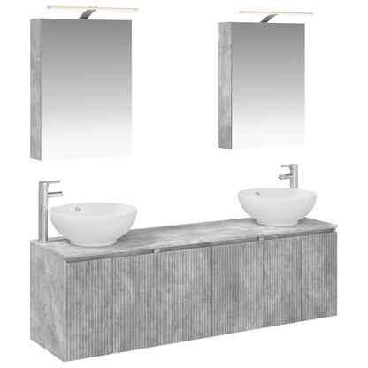 vidaXL Bathroom Cabinet Set 5 pcs Concrete Grey Engineered Wood