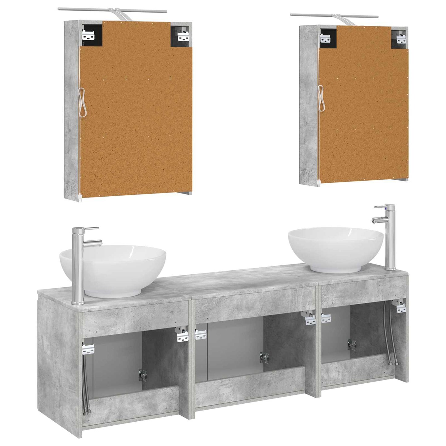vidaXL Bathroom Cabinet Set 5 pcs Concrete Grey Engineered Wood