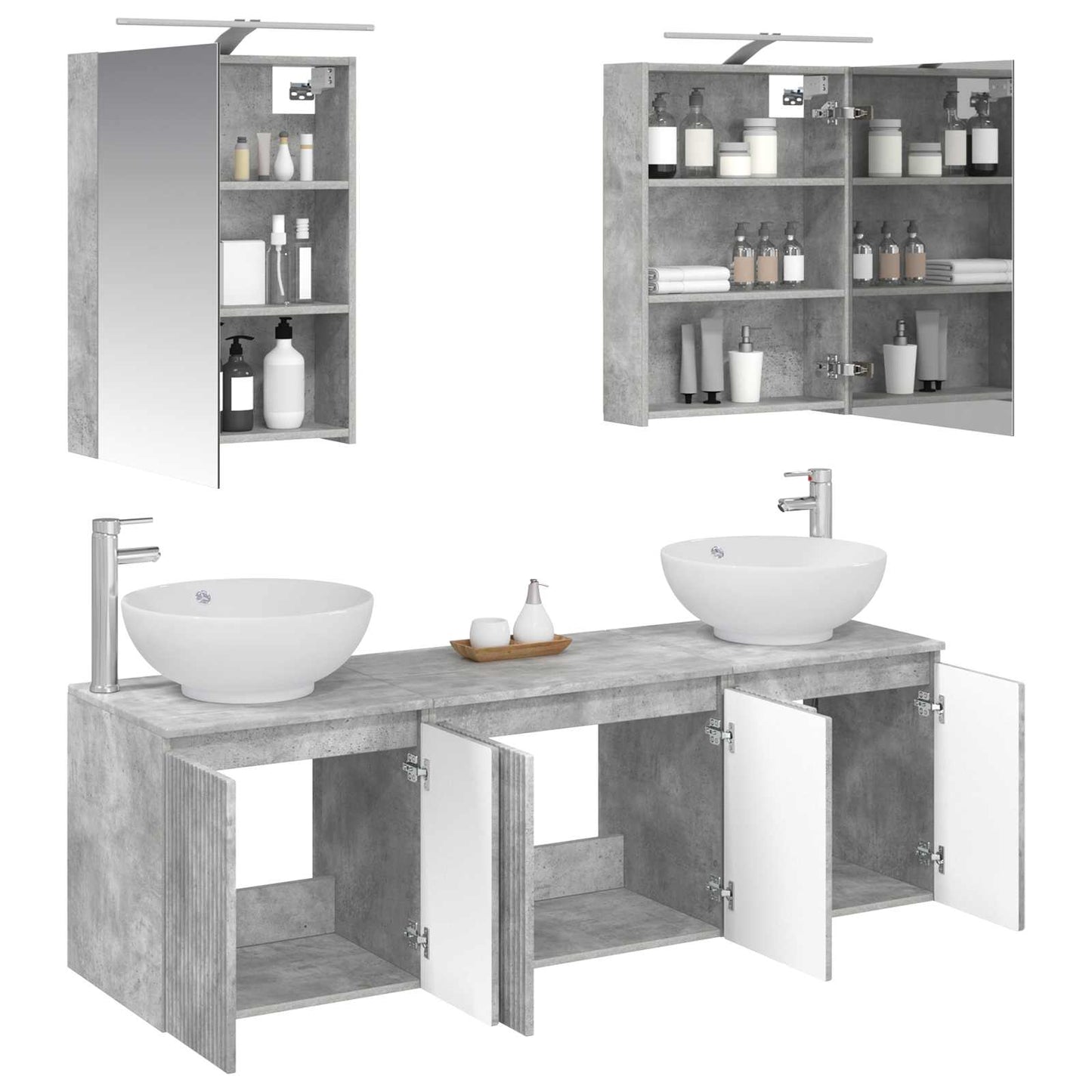 vidaXL Bathroom Cabinet Set 5 pcs Concrete Grey Engineered Wood