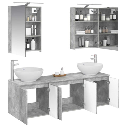 vidaXL Bathroom Cabinet Set 5 pcs Concrete Grey Engineered Wood