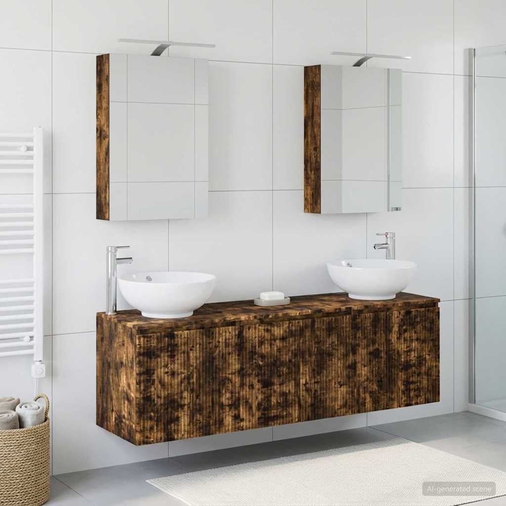 vidaXL Bathroom Cabinet Set 5 pcs Smoked Oak Engineered Wood